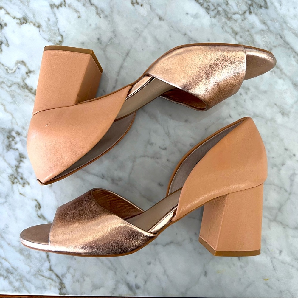 Seychelles Nude & Rose Gold Block Heel